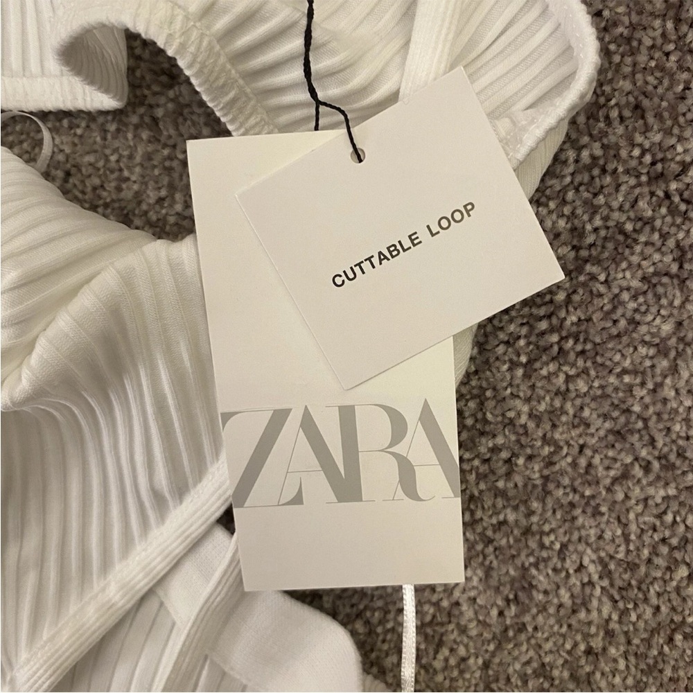 Zara Ribbed Cotton Blend Cut Out Bodysuit Women’s White Size S - Small - NWT - Picture 15 of 16